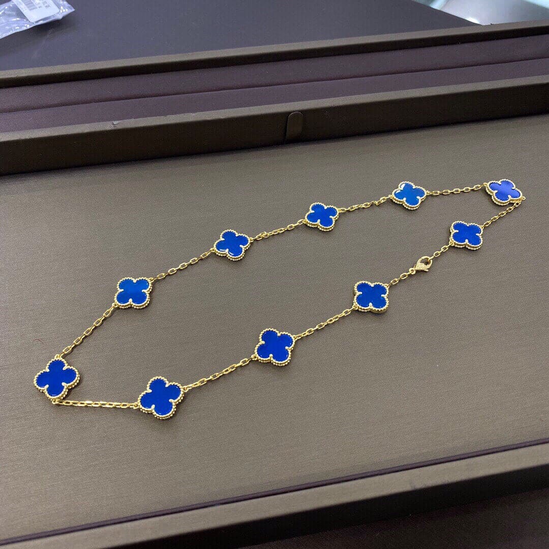 18K Celestial Vintage Alhambra Blue 10 Motifs Necklace