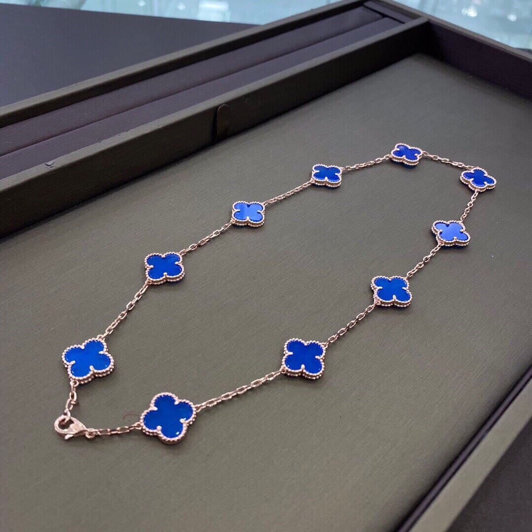18K Celestial Vintage Alhambra Blue 10 Motifs Necklace