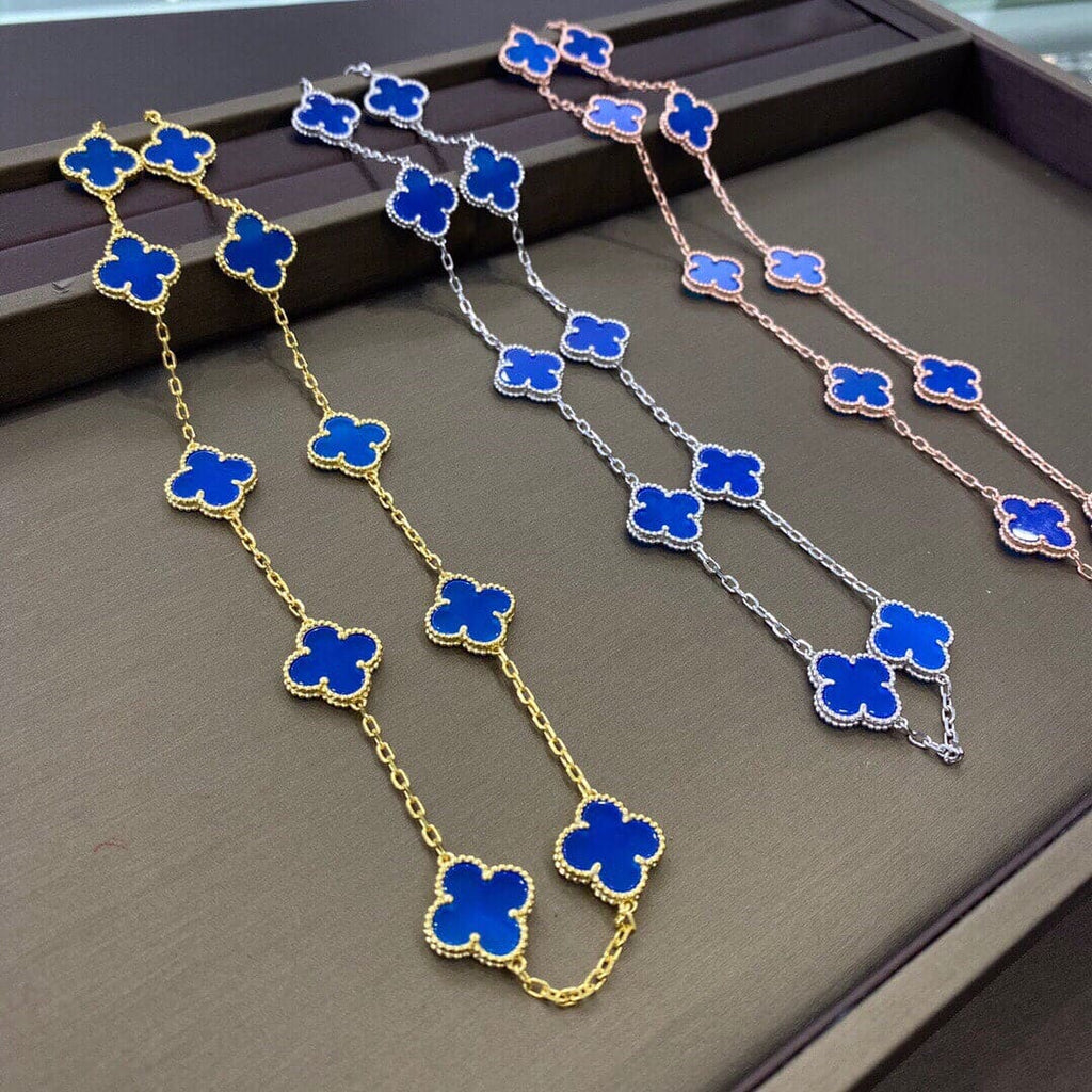 18K Celestial Vintage Alhambra Blue 10 Motifs Necklace