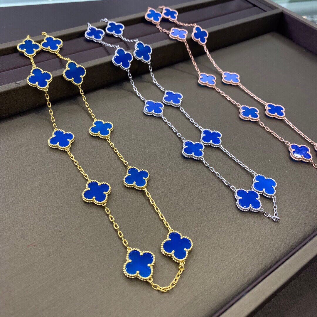 18K Celestial Vintage Alhambra Blue 10 Motifs Necklace