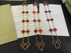 18K Celestial Vintage Alhambra Carnelian 10 Motifs Necklace