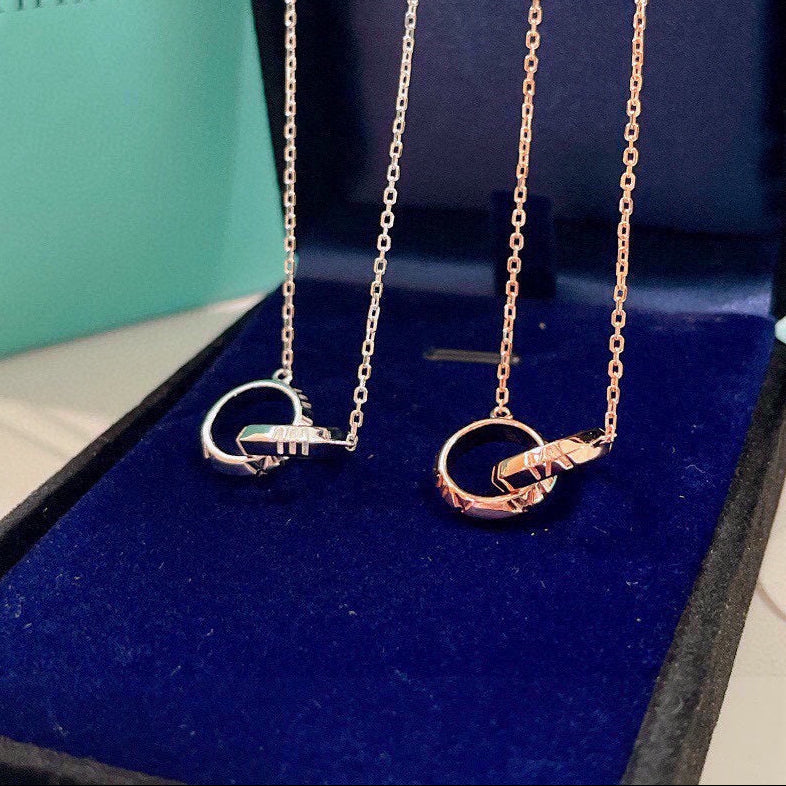 18K Celestial T Atlas X Closed Interlocking Pendant Necklace