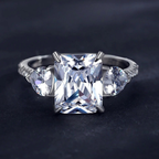 Luxury Rectangle Cut CZ Ring – 925 Sterling Silver