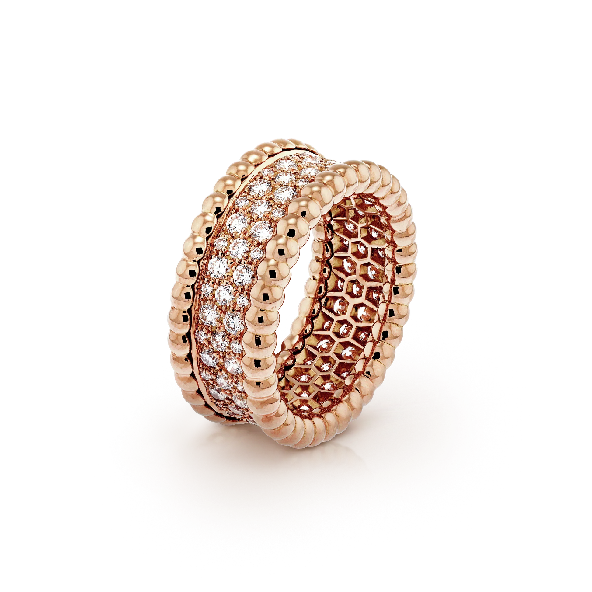 18K Celestial Perl̩e Diamonds 3 Row Ring