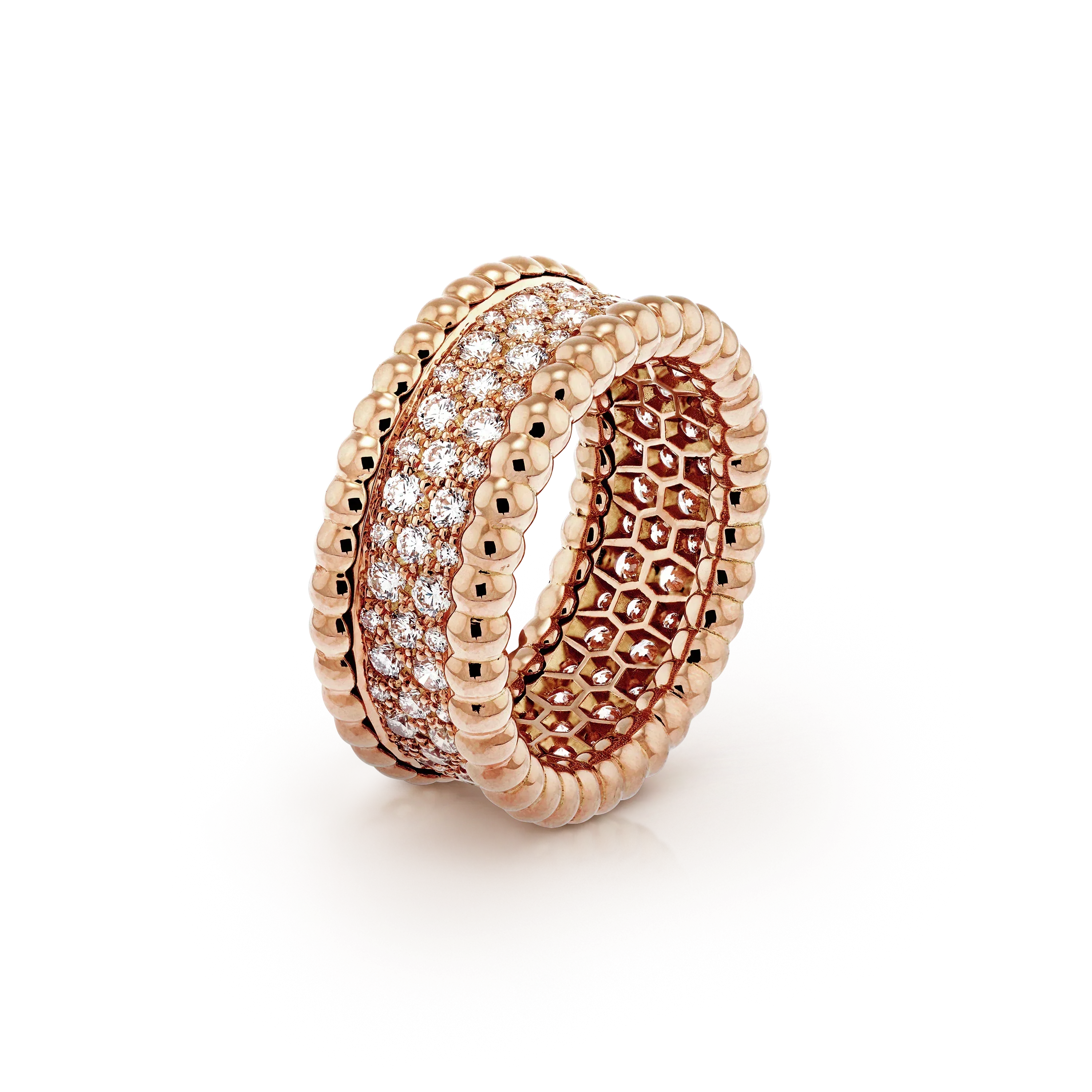 18K Celestial Perl̩e Diamonds 3 Row Ring