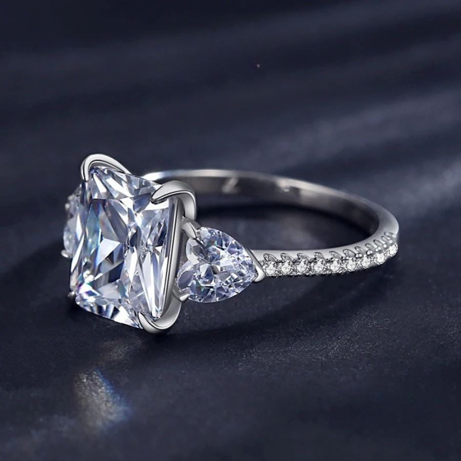 Luxury Rectangle Cut CZ Ring – 925 Sterling Silver