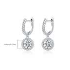 D Color Moissanite Halo Drop Earrings – 925 Sterling Silver