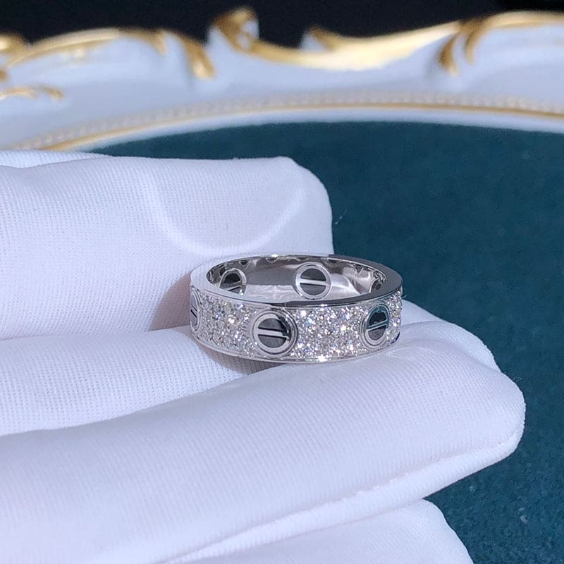 18K Celestial White Gold Love Diamonds Ceramic Ring