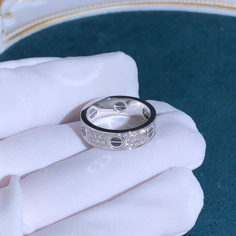 18K Celestial White Gold Love Diamonds Ceramic Ring