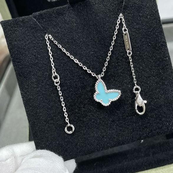 18K Celestial Sweet Alhambra Blue Butterfly Necklace