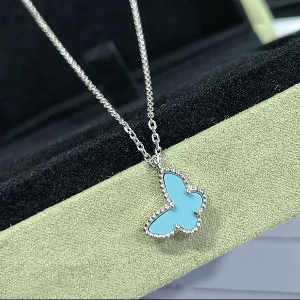 18K Celestial Sweet Alhambra Blue Butterfly Necklace