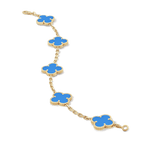 18K Celestial Vintage Alhambra Five Motifs Agate Clover Bracelet