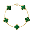 18K Vintage Alhambra Five Motifs Malachite Bracelet