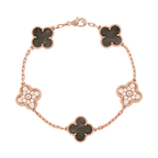 18K Vintage Alhambra Five Motifs Pearl Bracelet