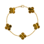 18K Vintage Alhambra Five Motifs Tiger Eye Bracelet