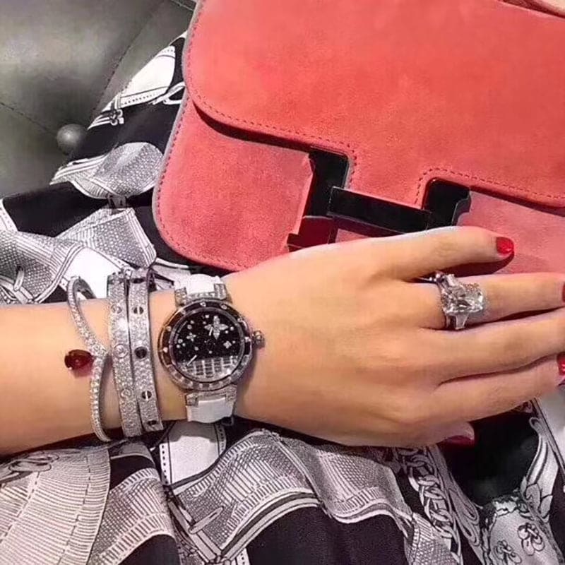 18K Celestial Love Diamond-Paved Ceramic Bracelet