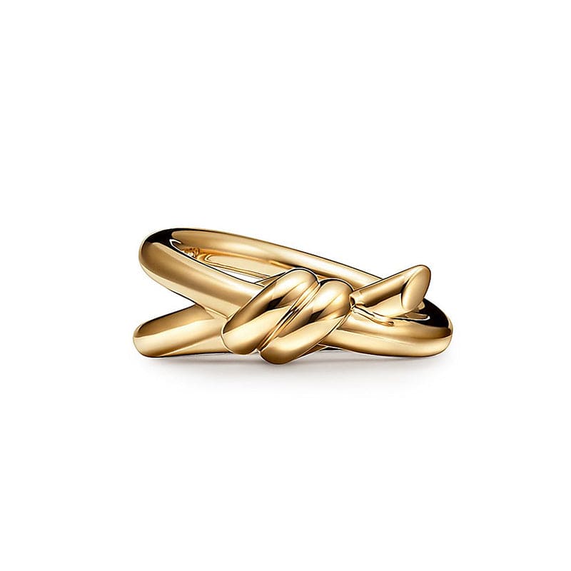 18K Celestial Yellow Gold Knot Double Row Ring