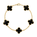 18K Vintage Alhambra Five Motifs Black Bracelet