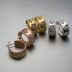 18K Celestial Perl̩e Clovers Hoop Earrings