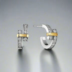 18K Celestial T Edge Hoop Earrings