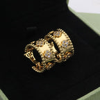 18K Celestial Perl̩e Clovers Hoop Earrings