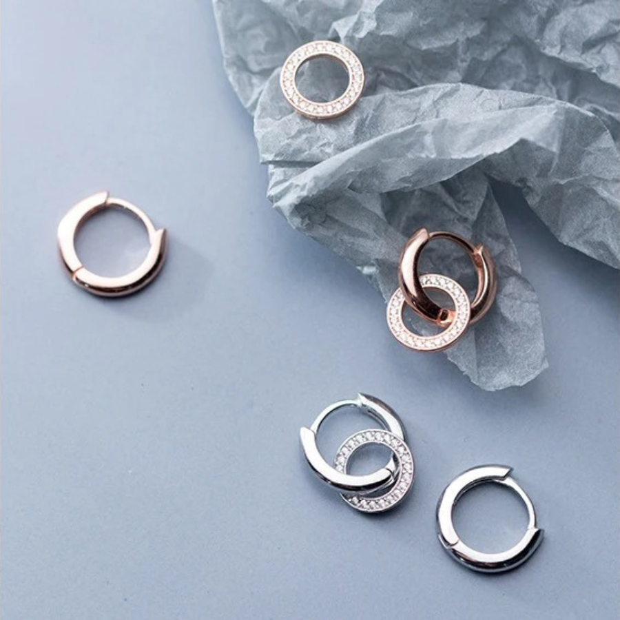 Sparkling CZ Hoop Earrings – 925 Sterling Silver Circle Earrings