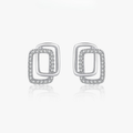 Modern Double Geometric CZ Earrings – 925 Sterling Silver