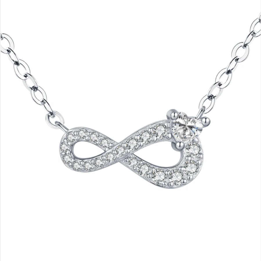 Eternal Love Mobius Heart CZ Necklace – Romantic 925 Sterling Silver Jewelry