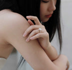 ELVORIA 9mm Moissanite Engagement Ring GRA ELVDA10 – Platinum Plated 925 Sterling Silver