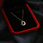 ELVORIA 18K Gold Plated Moon Necklace – 925 Sterling Silver