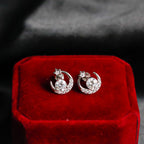 ELVORIA Moon & Star Moissanite Stud Earrings 5mm – Platinum Plated 925 Sterling Silver (GRA Certified)