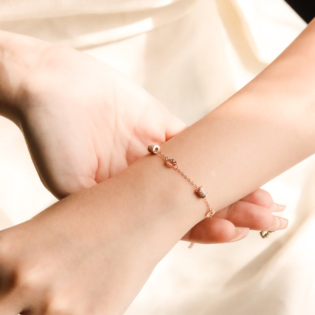 ELVORIA Glamour Bracelet – Rose Gold & Platinum Plated 925 Sterling Silver