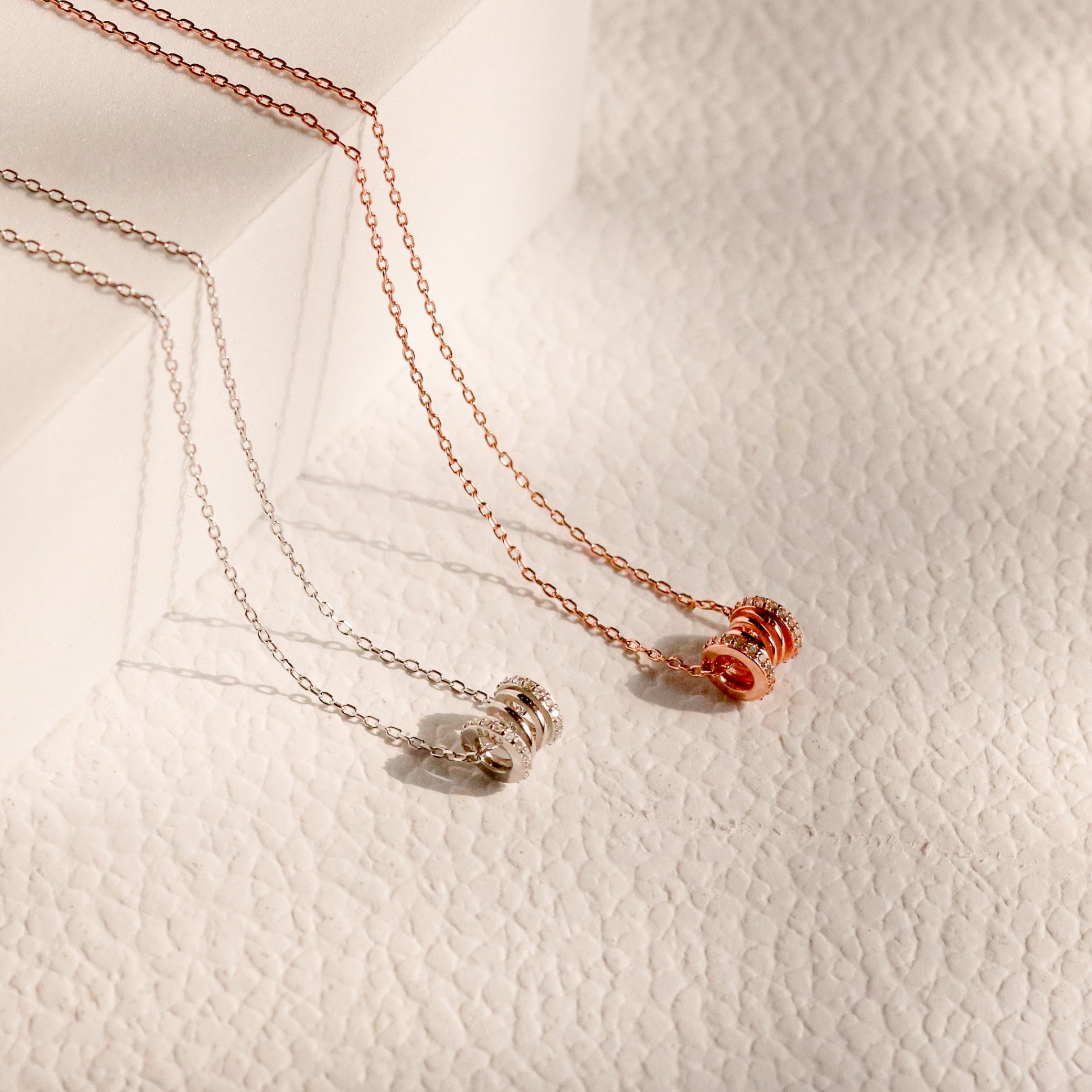 ELVORIA Longing Necklace – 18K Rose Gold & Platinum Plated 925 Sterling Silver