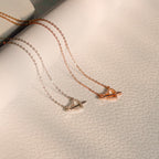 ELVORIA Fondness Heart Necklace – 18K Rose Gold & Platinum Plated 925 Sterling Silver