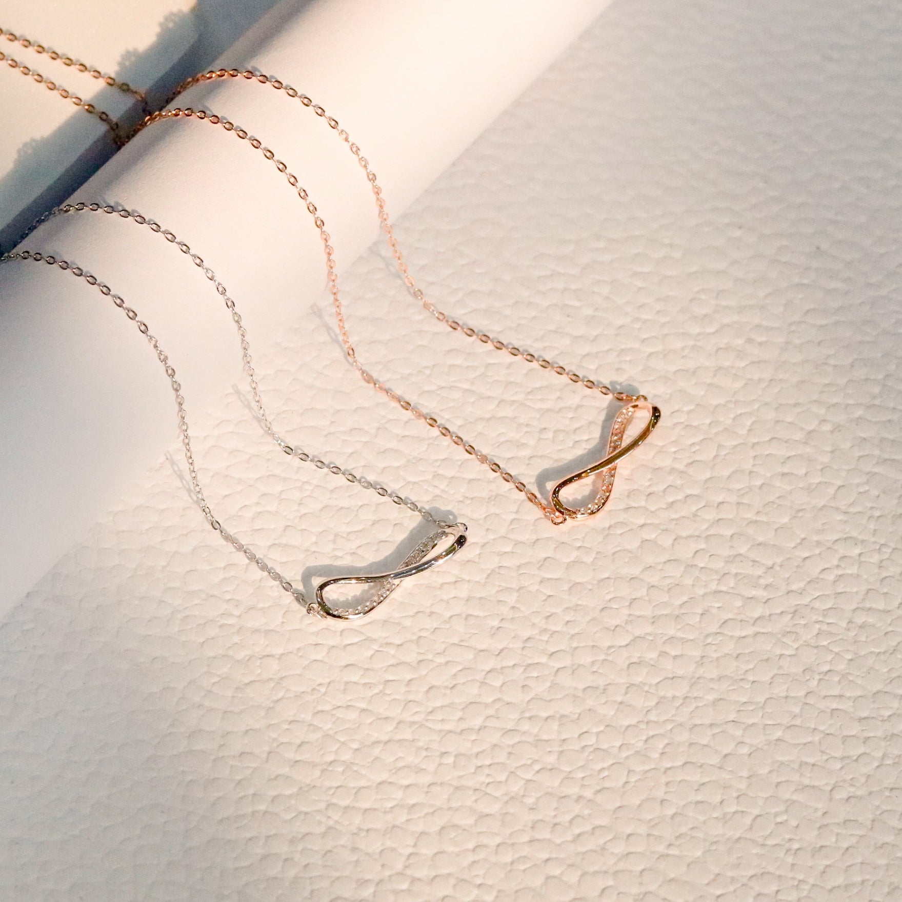 ELVORIA Infinity Love Necklace – 18K Rose Gold & Platinum Plated 925 Sterling Silver