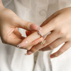 ELVORIA 4.5mm Moissanite Ring GRA ELVDA91 – Platinum Plated 925 Sterling Silver (Adjustable)