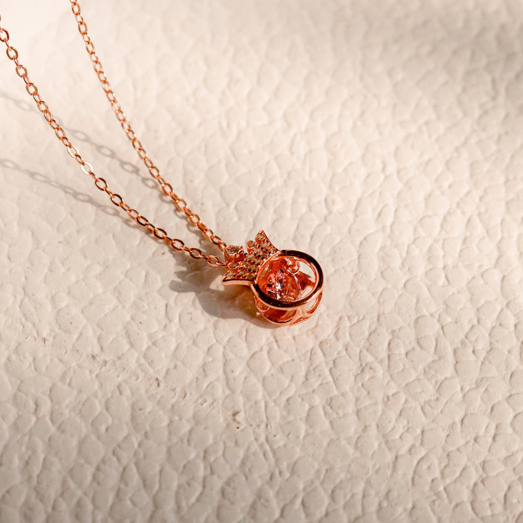 ELVORIA Tiara Dancing Stone Necklace – Platinum Plated 925 Sterling Silver