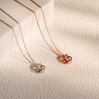 ELVORIA Tiara Dancing Stone Necklace – Platinum Plated 925 Sterling Silver