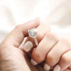 ELVORIA 9mm Moissanite Engagement Ring GRA ELVDA10 – Platinum Plated 925 Sterling Silver