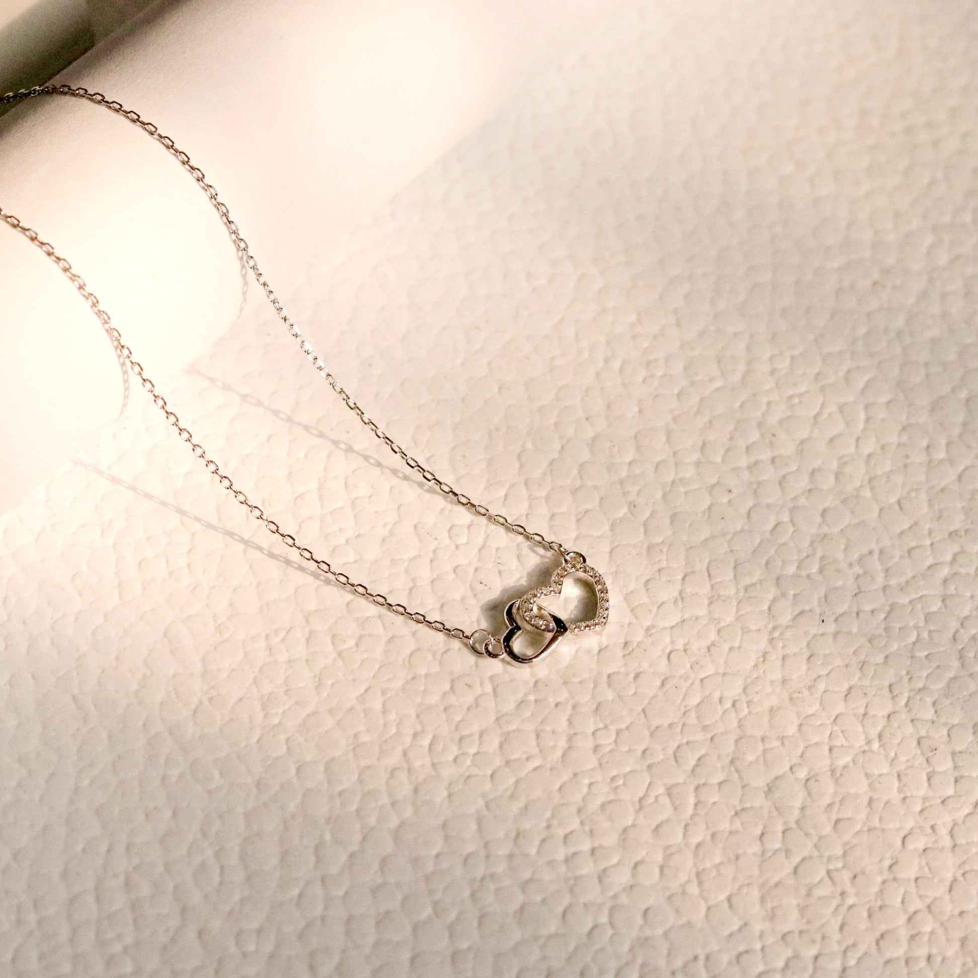 ELVORIA Soulmate Heart Necklace – 18K Rose Gold & Platinum Plated 925 Sterling Silver