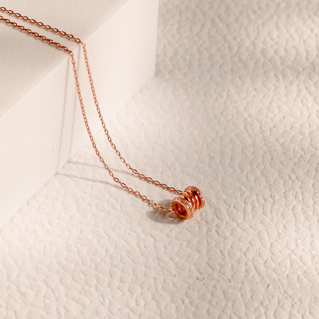 ELVORIA Longing Necklace – 18K Rose Gold & Platinum Plated 925 Sterling Silver