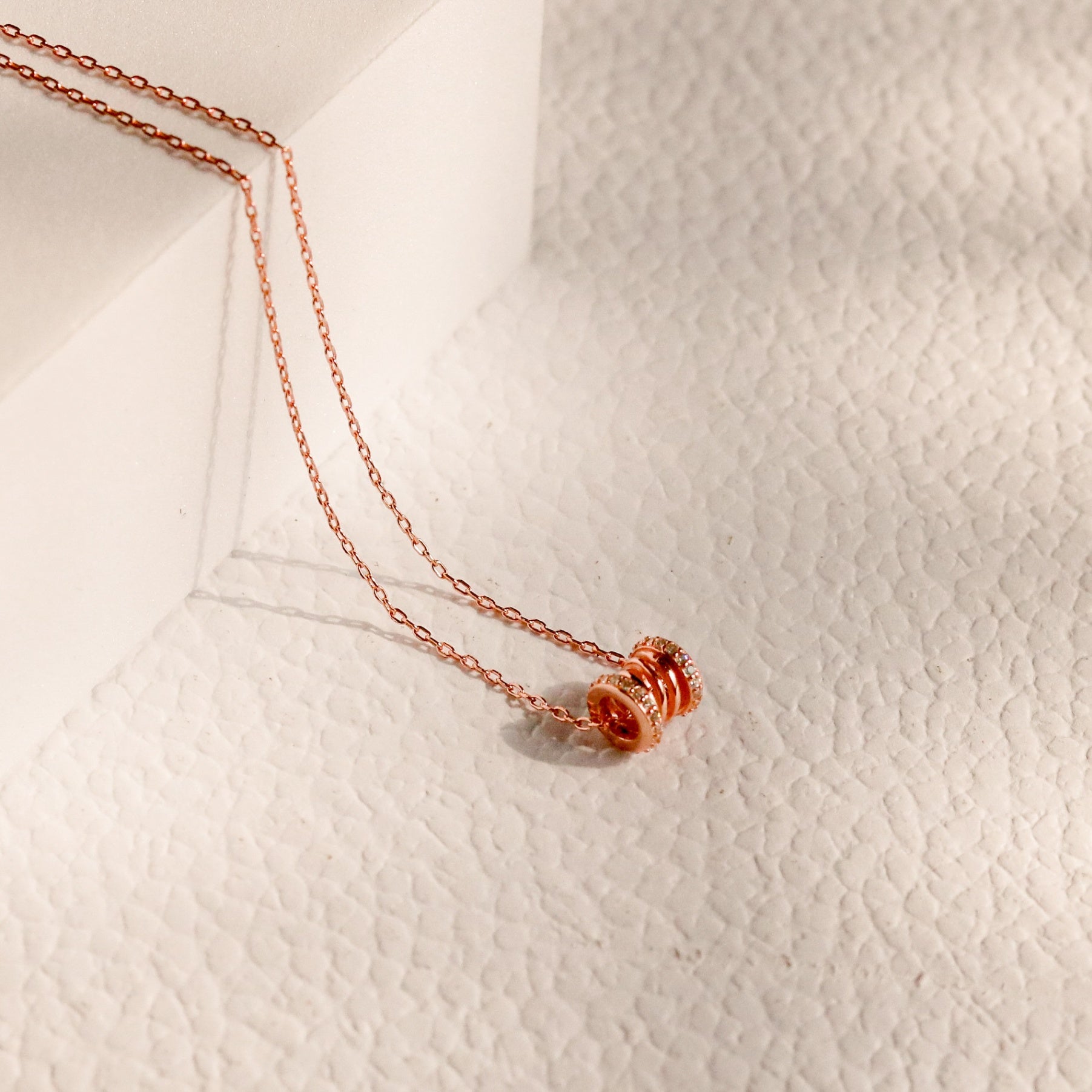 ELVORIA Longing Necklace – 18K Rose Gold & Platinum Plated 925 Sterling Silver