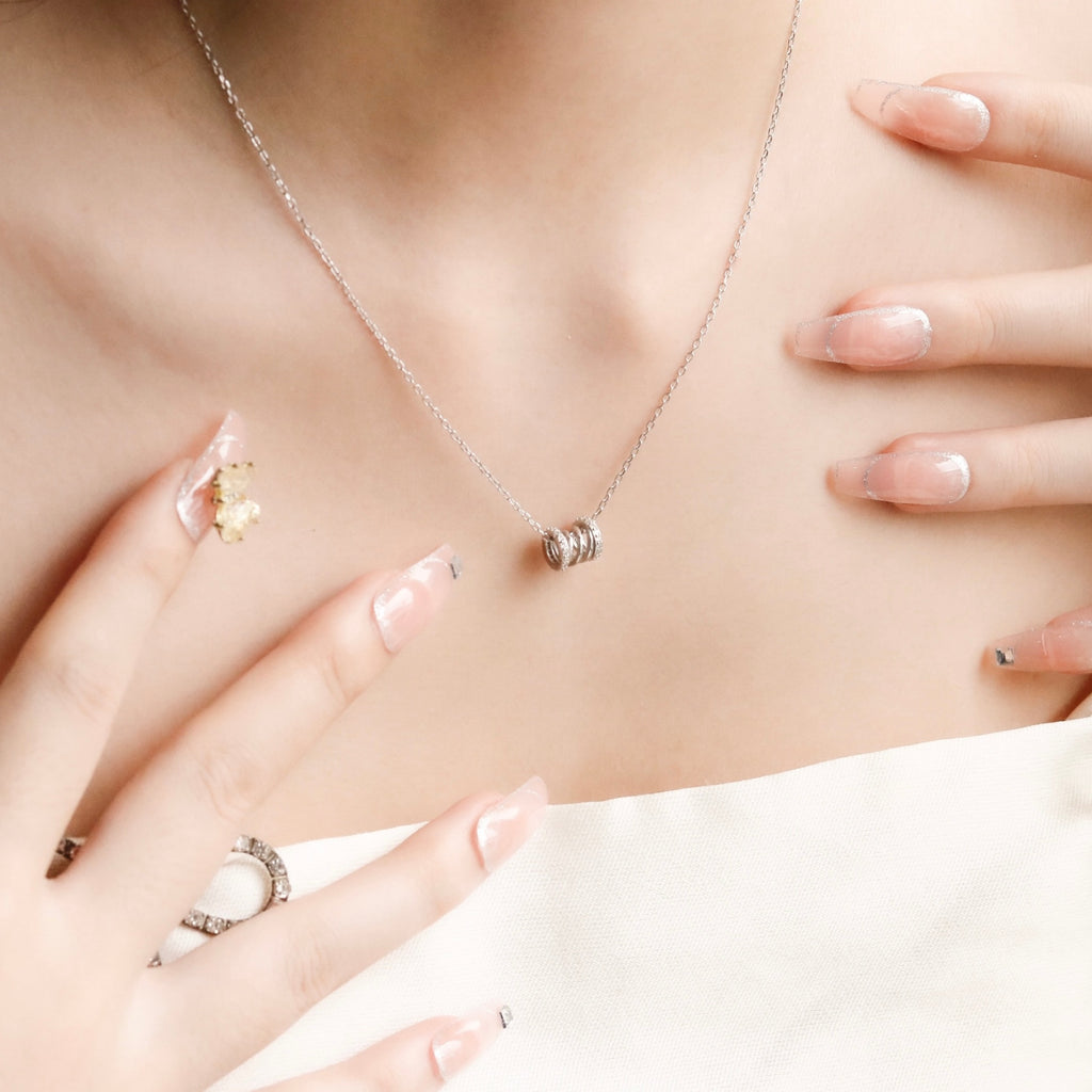 ELVORIA Longing Necklace – 18K Rose Gold & Platinum Plated 925 Sterling Silver