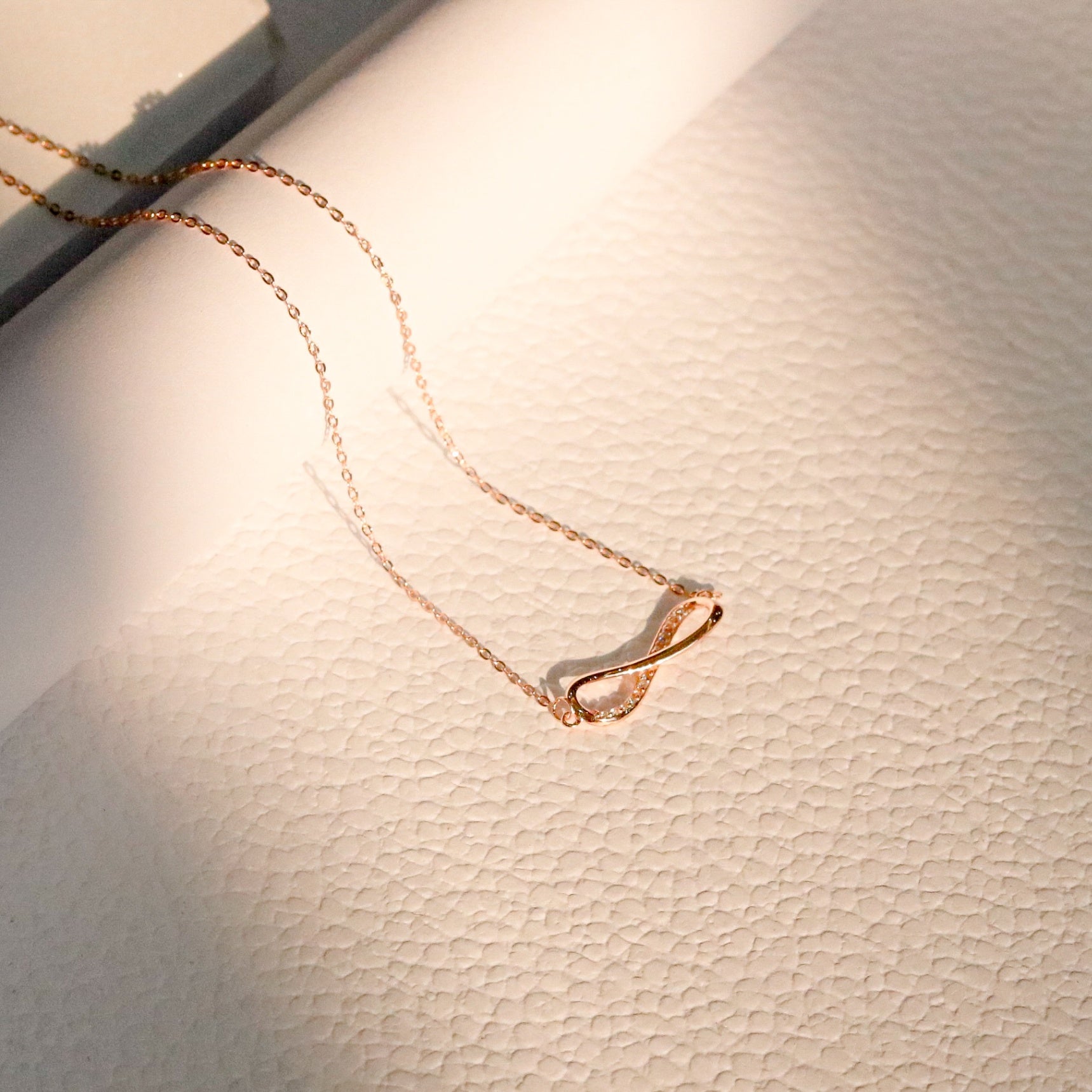 ELVORIA Infinity Love Necklace – 18K Rose Gold & Platinum Plated 925 Sterling Silver