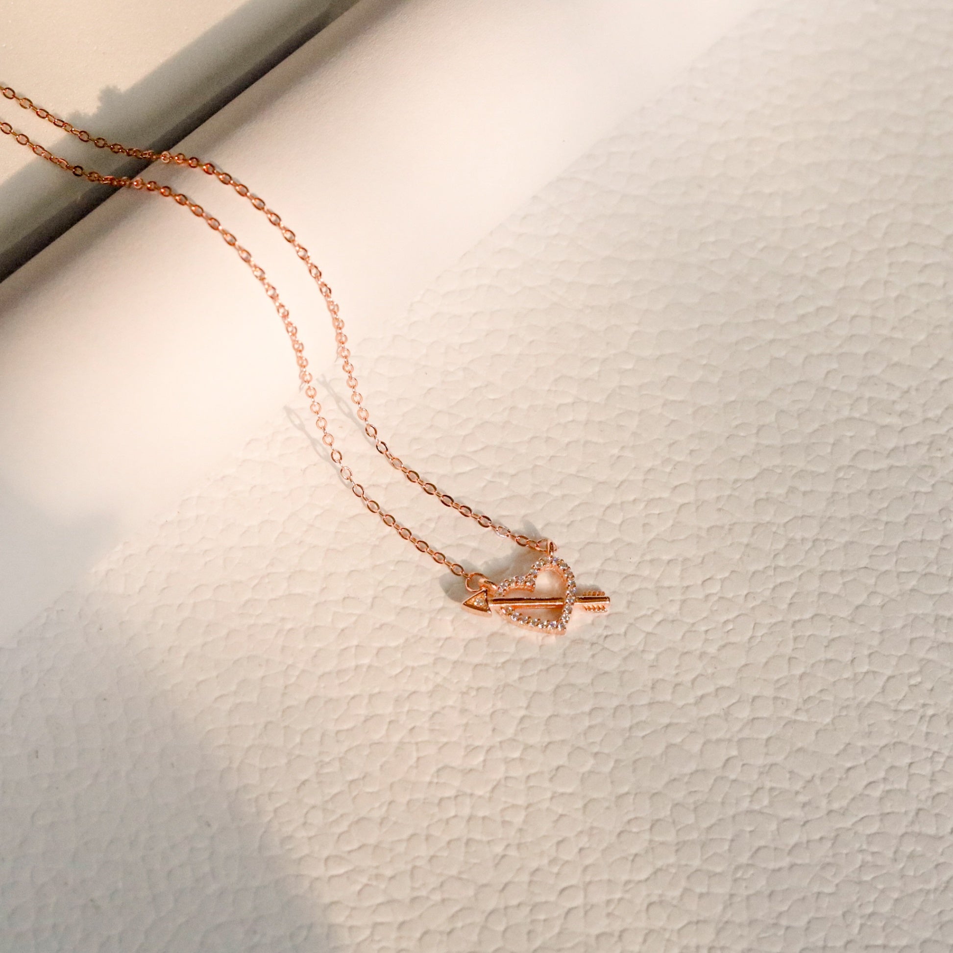 ELVORIA Fondness Heart Necklace – 18K Rose Gold & Platinum Plated 925 Sterling Silver