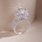 ELVORIA 8mm Moissanite Ring GRA ELVDA08 – Platinum Plated 925 Sterling Silver