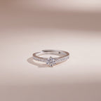 ELVORIA 4mm Moissanite Ring GRA ELVDA90 – Platinum Plated 925 Sterling Silver (Adjustable)