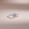 ELVORIA 6mm Moissanite Flower Ring GRA ELVDA07– Platinum Plated 925 Sterling Silver