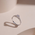 ELVORIA 4mm Moissanite Ring GRA ELVDA90 – Platinum Plated 925 Sterling Silver (Adjustable)