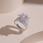 ELVORIA 8mm Moissanite Ring GRA ELVDA08 – Platinum Plated 925 Sterling Silver